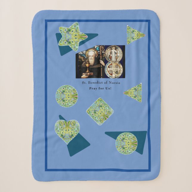 St. Benedict Nursia Sherpa Blanket (Front)