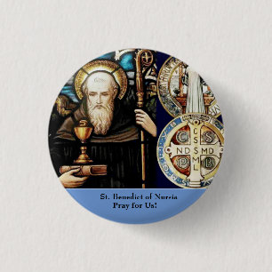 St. Benedict of Nursia 1 Inch Round Button