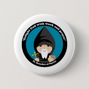 St Benedict of Nursia 2 Inch Round Button