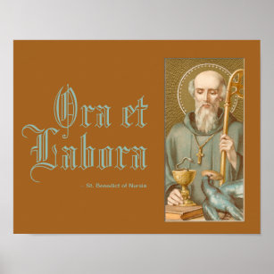 St. Benedict of Nursia (JM 07; Latin Motto) Poster