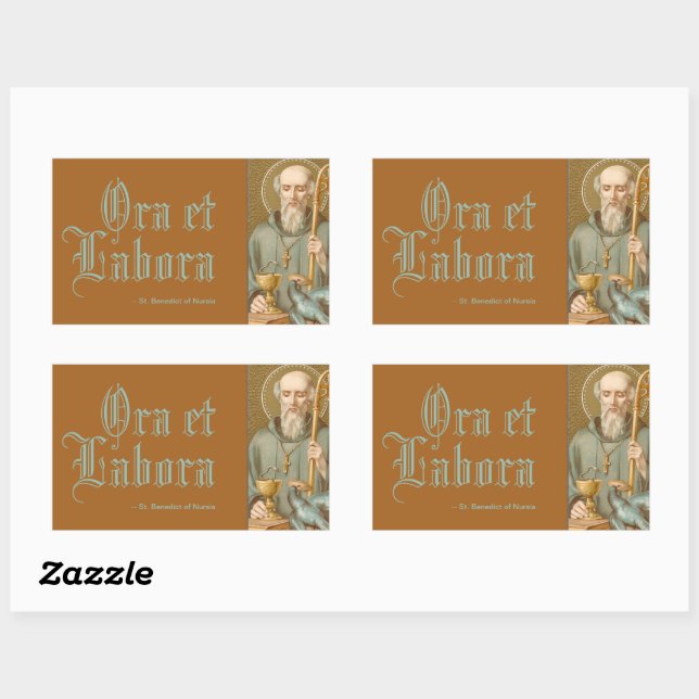 St. Benedict of Nursia (JM 07; Latin Motto) Sticker (Sheet)
