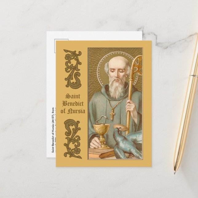 St. Benedict of Nursia (JM 07) Postcard (Front/Back In Situ)