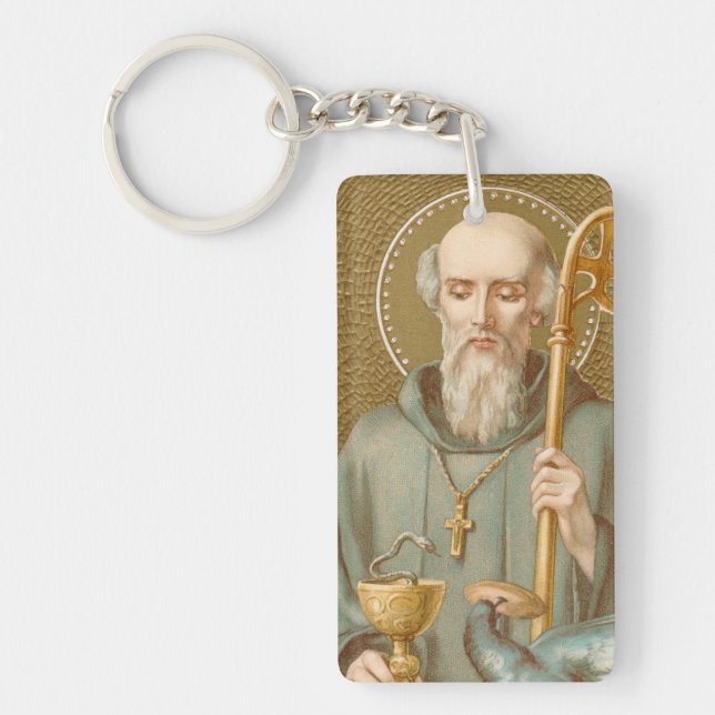 St. Benedict of Nursia (JM 07) Rectang Acrylic Keychain (Front)
