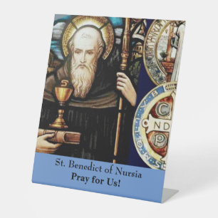 St. Benedict of Nursia Pedestal Sign