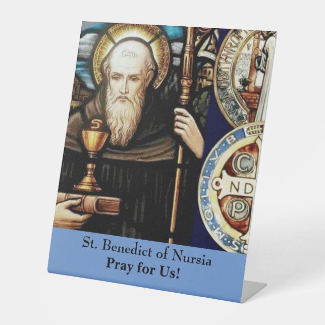 St. Benedict of Nursia Pedestal Sign (Front)