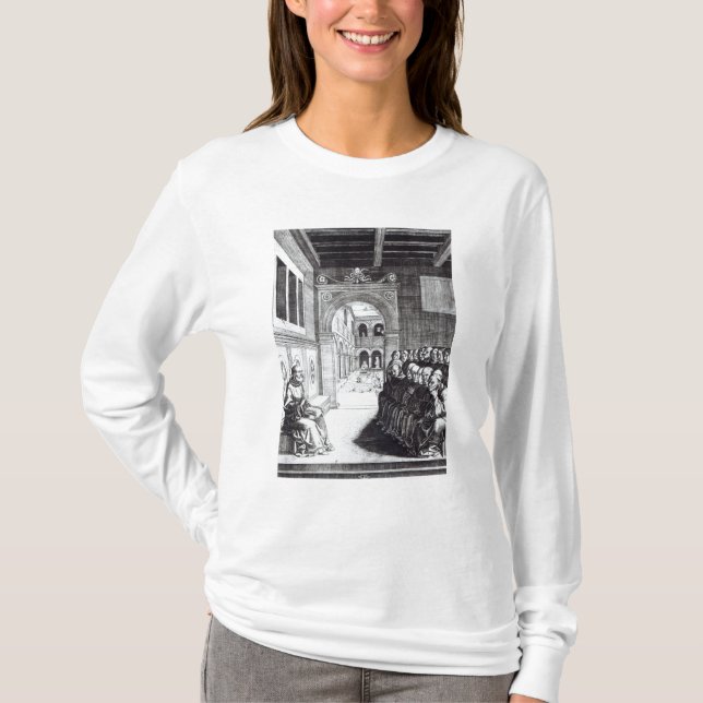 St. Benedict Preaching in the Monastery T-Shirt (Front)