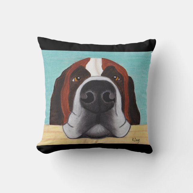 St. Bernard Art - Can You Resist That Face? Throw Pillow (Front)