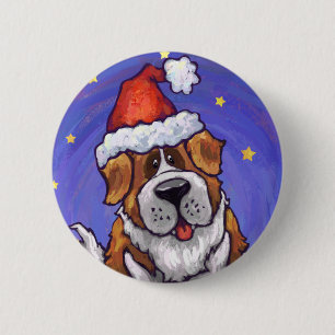 St. Bernard Christmas 2 Inch Round Button