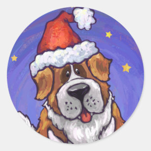 St. Bernard Christmas Classic Round Sticker