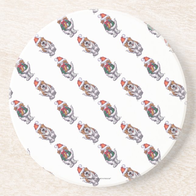 St. Bernard Christmas Coaster (Front)