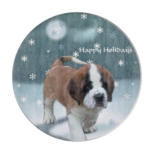 St Bernard Christmas Cutting Board (Front)