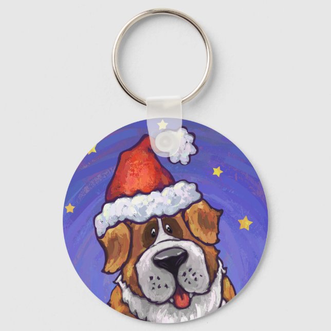 St. Bernard Christmas Keychain (Front)