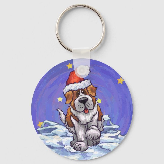 St. Bernard Christmas Keychain (Front)