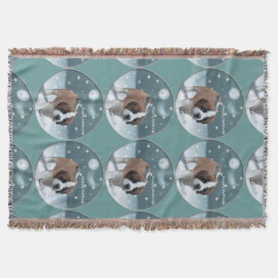 St Bernard Christmas Throw Blanket