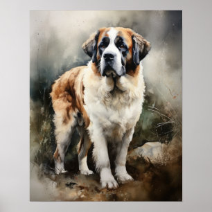 St. Bernard Dog Art Print Poster