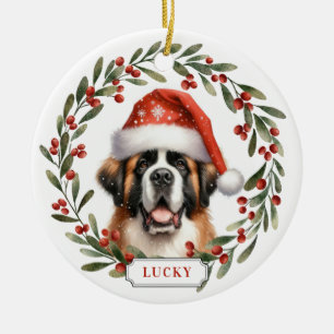 St. Bernard Dog Ceramic Circle Ornament