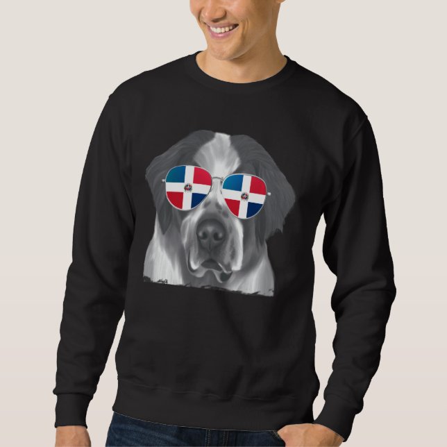 St. Bernard Dog Dominican Flag Sunglasses Sweatshirt (Front)