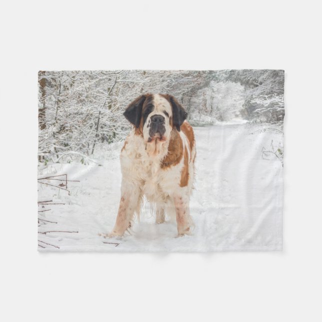 St Bernard dog fleece blanket (Front (Horizontal))