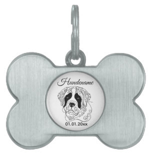 St. Bernard Dog Line Art Personalized Tag