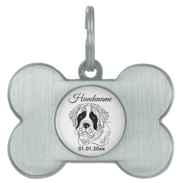 St. Bernard Dog Line Art Personalized Tag (Front)