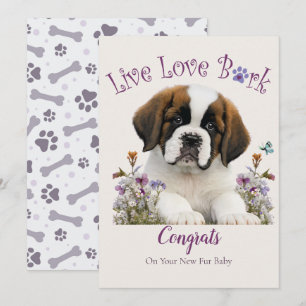 St. Bernard Dog Mom Floral Adoption Card