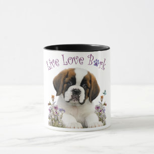 St. Bernard Dog Mom Floral Mug