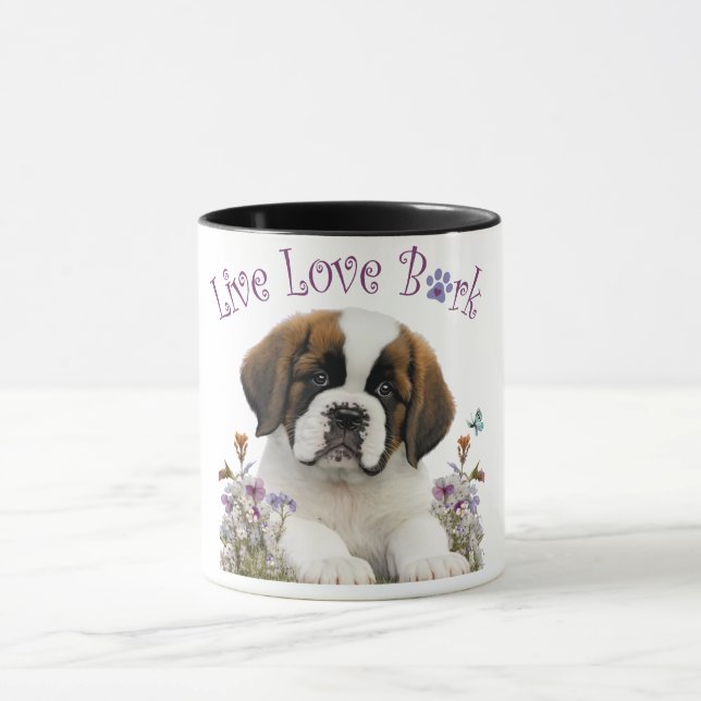 St. Bernard Dog Mom Floral Mug (Center)