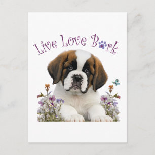 St. Bernard Dog Mom Floral Postcard