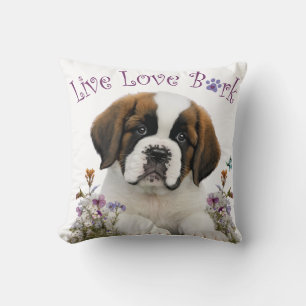 St. Bernard Dog Mom Floral Throw Pillow