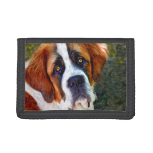 St Bernard Dog Painting Tri-fold Wallet