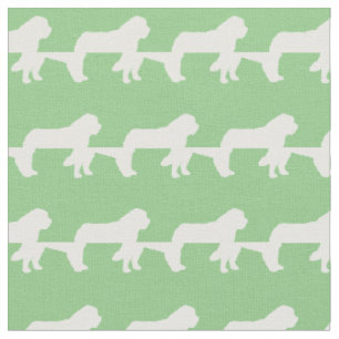St Bernard Dog Silhouette Pet Sage Green Fabric