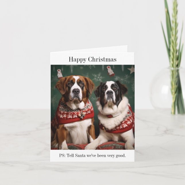 St Bernard Dogs Christmas Card (Front)
