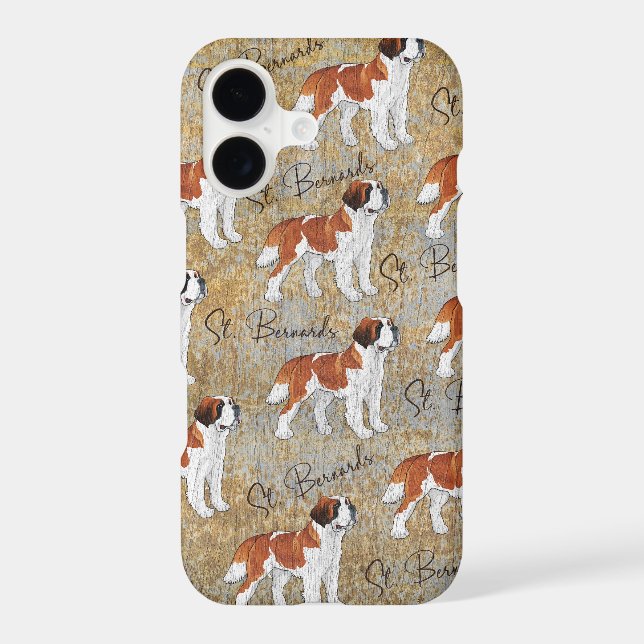 St Bernard Dogs with a Rustic Textured Background, (Back)