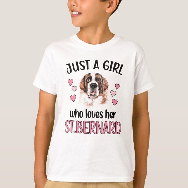St Bernard Girl Dog Lover Owner Saint Bernard Mom T-Shirt (Front)