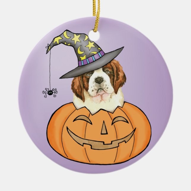St. Bernard Halloween Ceramic Ornament (Front)