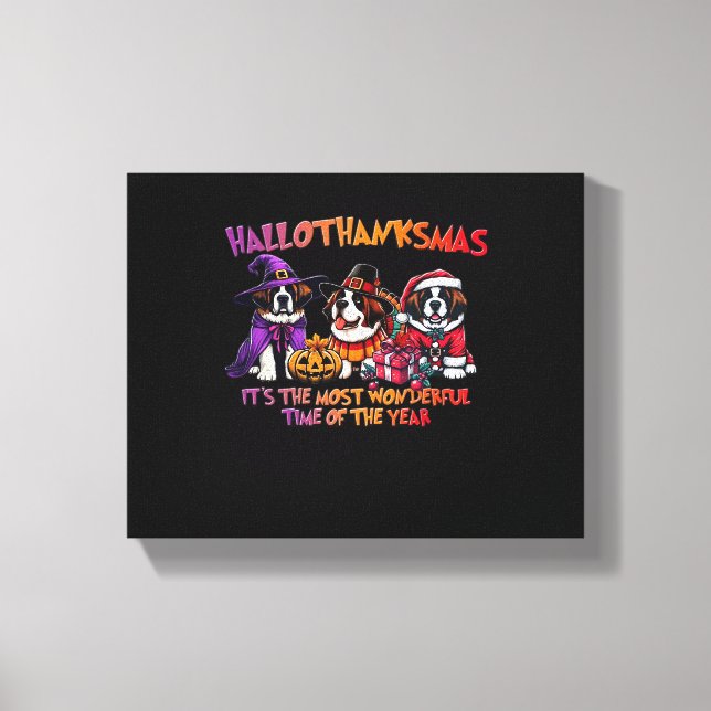 St. Bernard Halloween Thanksgiving Christmas Class Canvas Print (Front)