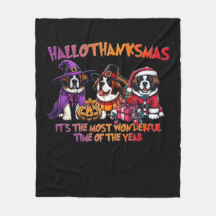 St. Bernard Halloween Thanksgiving Christmas Class Fleece Blanket