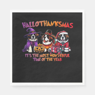 St. Bernard Halloween Thanksgiving Christmas Class Napkin