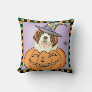 St. Bernard Halloween Throw Pillow