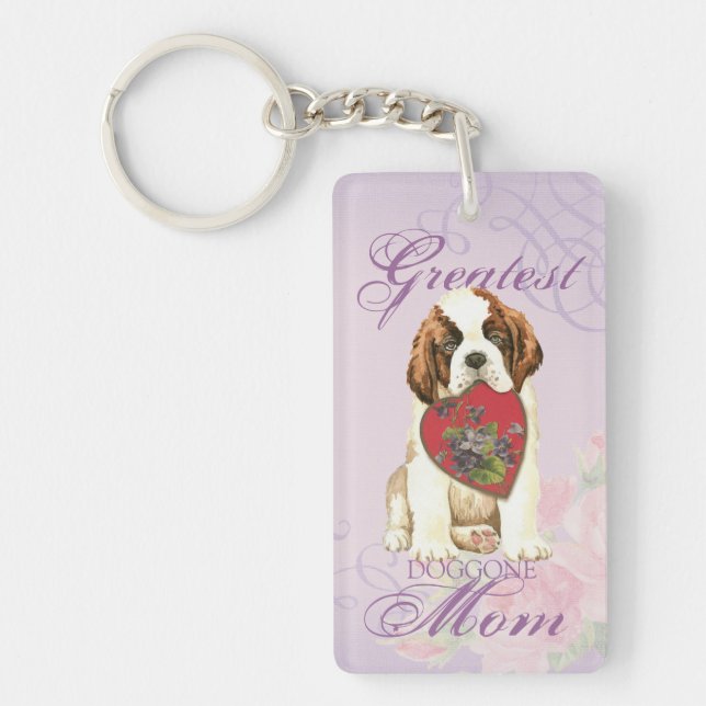 St. Bernard Heart Mom Keychain (Front)