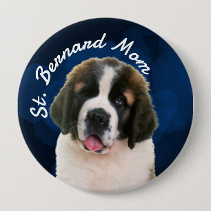 St. Bernard Mom with blue background Button