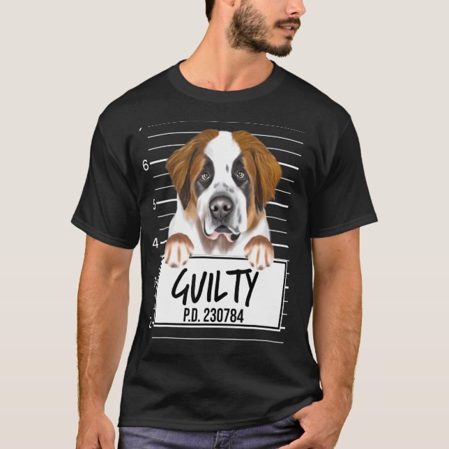 St Bernard Mugshot Guilty Dog T-Shirt (Front)