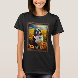 St Bernard Painting Sunflower Flower Mom Women Flo T-Shirt