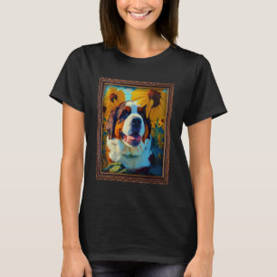 St Bernard Painting Sunflower Flower Mom Women Flo T-Shirt