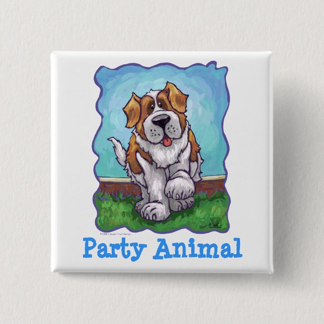 St. Bernard Party Centre 2 Inch Square Button (Front)