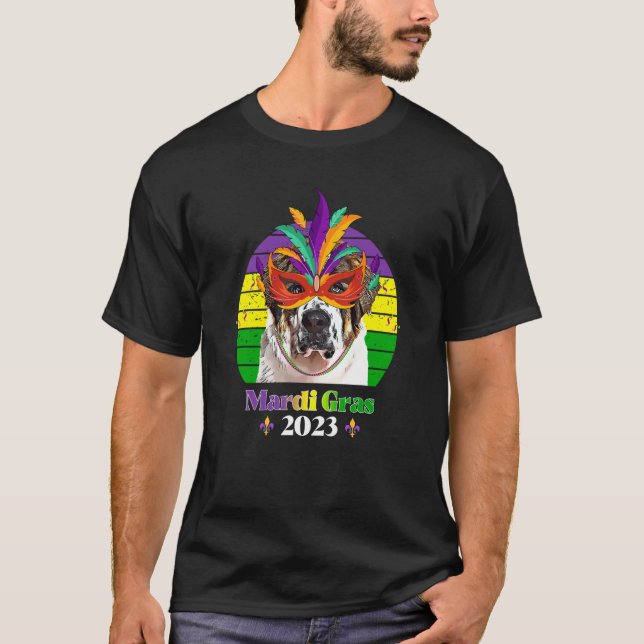 St Bernard Party Dog Mardi Gras 2023 T-Shirt (Front)