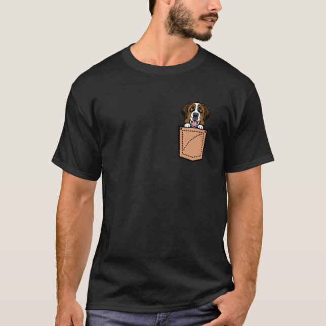 St. Bernard Pocket Dog T-Shirt (Front)