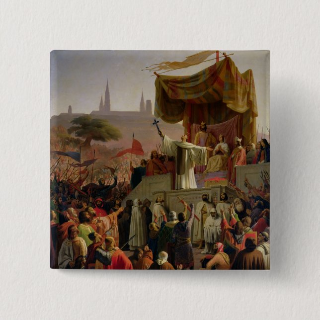 St. Bernard Preaching the Second Crusade 2 Inch Square Button (Front)