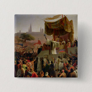 St. Bernard Preaching the Second Crusade 2 Inch Square Button