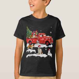 St Bernard Riding Red Truck Merry Christmas X-mas T-Shirt